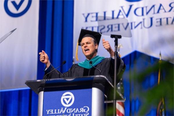 Timothy Shriver addresses graduates during his Commencement address.